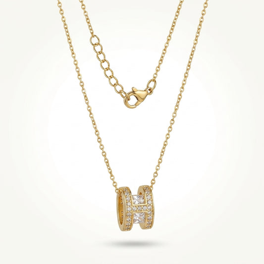 Tranzea Gold Barrel CZ Necklace for Ladies