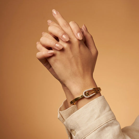 Tranzea gold pin buckle bangle for women