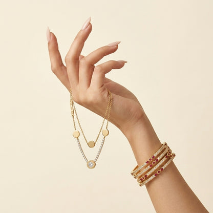 Gold Plated Halo Dot Necklace for Women