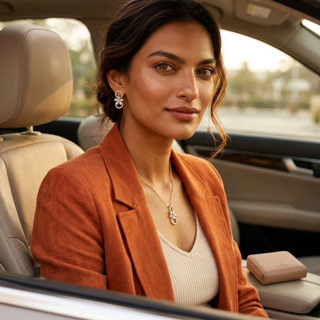 Tranzea Gold Clover Necklace & Earring Set