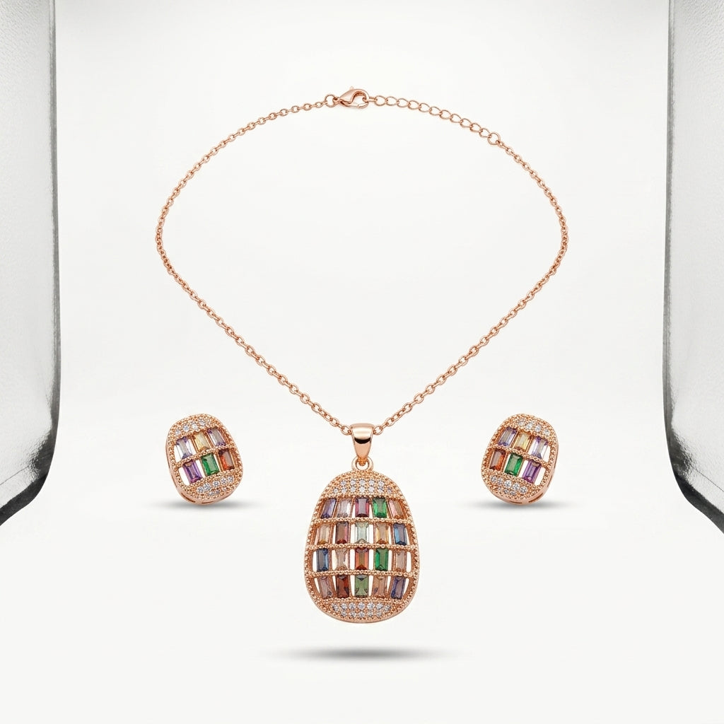 Tranzea Multicolor Necklace & Earring Set