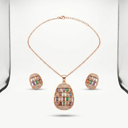 Tranzea Multicolor Necklace & Earring Set