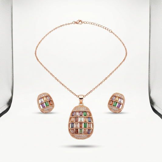 Tranzea Multicolor Necklace & Earring Set