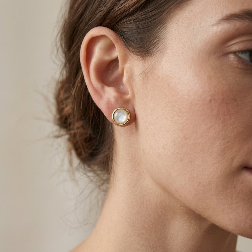 Classic Pearl Circle Studs – Mother of Pearl