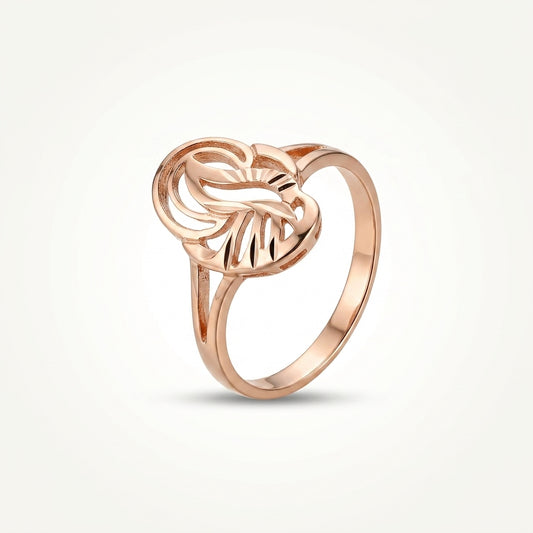 Tranzea Rose Gold Open Leaf Ring for Women