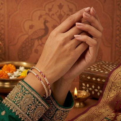 Ruby Bangle Set for Women | Gold | Tranzea