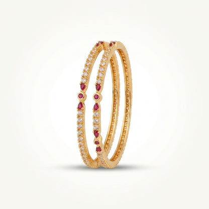 Ruby Bangle Set for Women | Gold | Tranzea