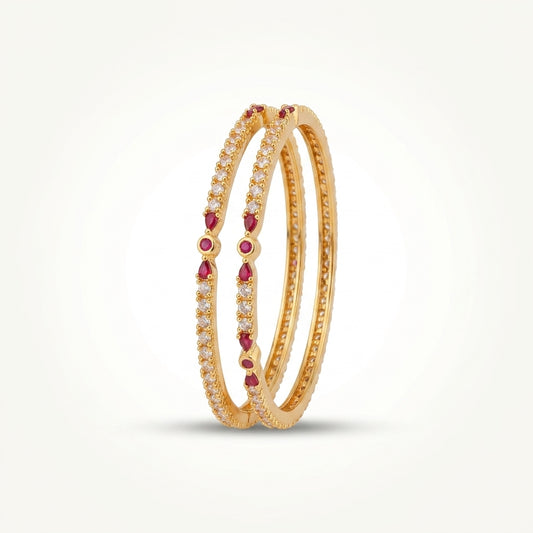 Ruby Bangle Set for Women | Gold | Tranzea