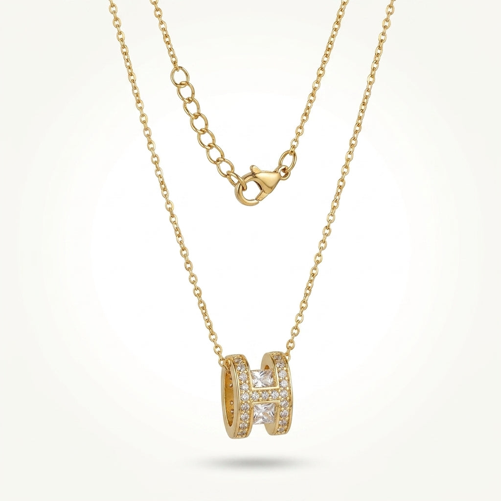 Tranzea Gold Barrel CZ Necklace for Ladies