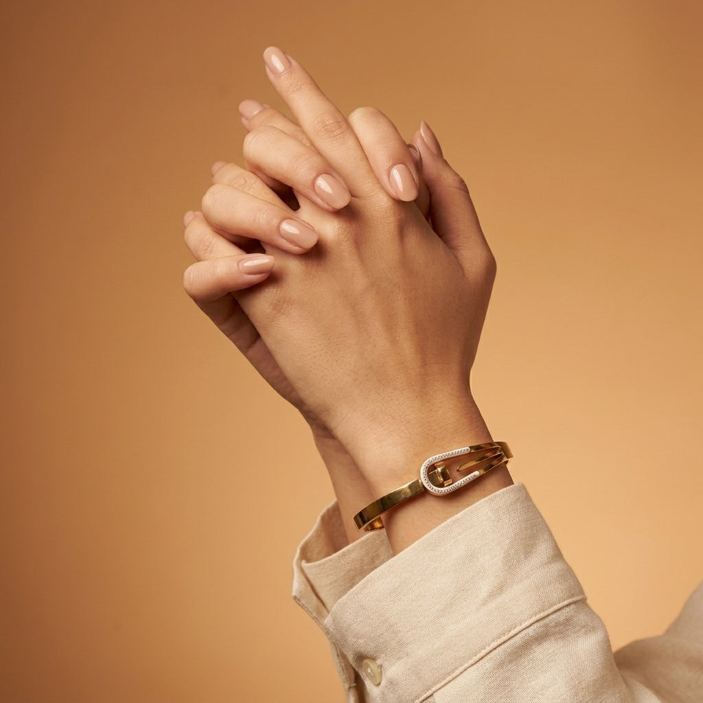 Tranzea gold pin buckle bangle for women