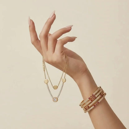 Gold Plated Halo Dot Necklace for Women